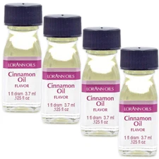 Lorann Cinnamon Oil SS Flavor, 1 Dram Bottle (.0125 Fl Oz - 3.7Ml) 4 Pack