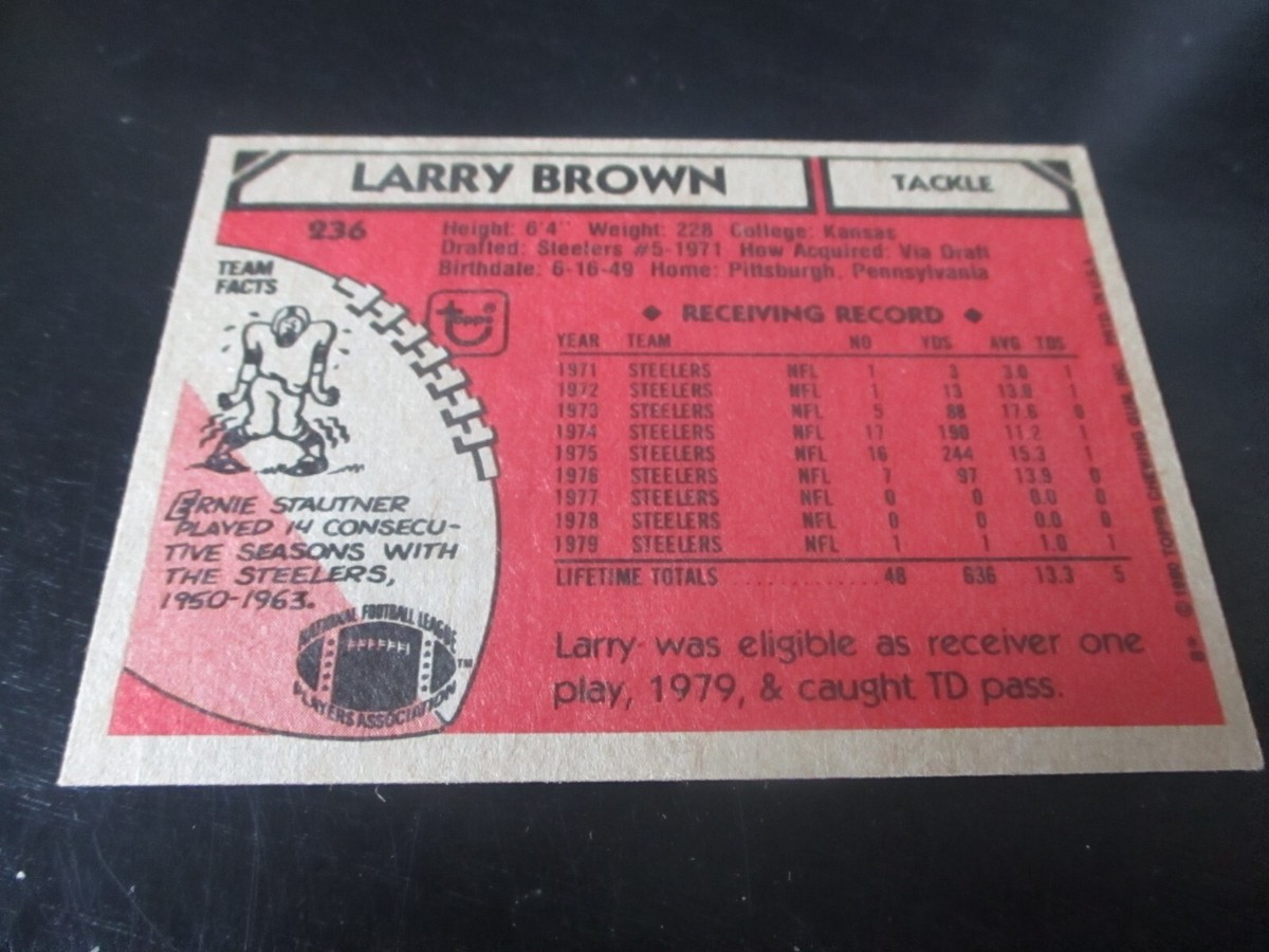 LARRY BROWN (pittsburgh steelers - Tackle) 1980 topps CARD #236 nr