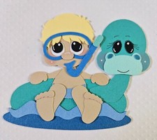 Dino Floatie Boy Blonde Hair. Scrapbook, Card Making Paper Piecing