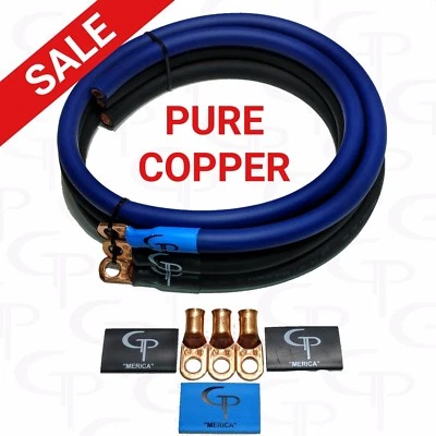 GP AUDIO GP Car Audio Big 3 UPGRADE wiring Kit OFC COPPER TRUE 1/0 AWG GAUGE Blue Black