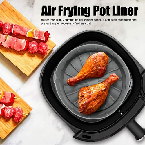 2PCS Air Fryer Silicone Pot Baking Basket Non Stick Reusable Liners Microwavable - Picture 2 of 14