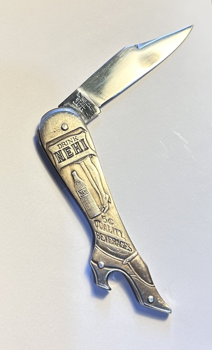 Vintage Parker Cut Co NEHI Soda Pocket Knife Lady Leg Boot Bottle
