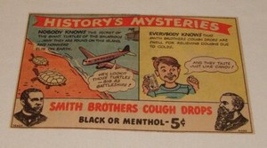 1945 Smith Brothers cartoon ad ~ GALAPAGOS TURTLES