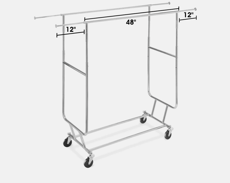 Commercial Garment Rolling Rack Double Rail Clothing Bar Retail Display