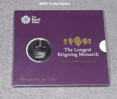2015 ROYAL MINT LÄNGSTER REGIERENDER MONARCH £5 KRONE IN VERSIEGELTER VERPACKUNG