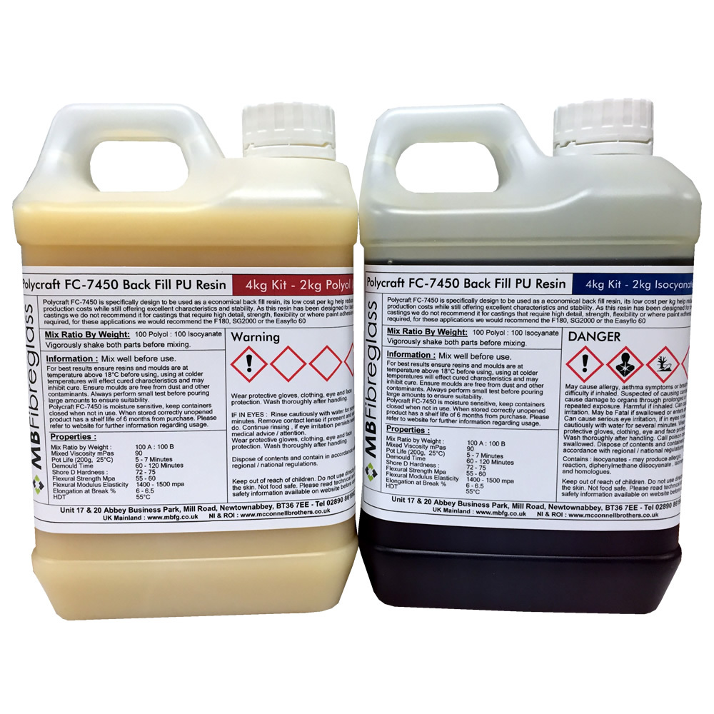 Polycraft FC7450 Back-Fill Polyurethane Liquid Plastic Casting Resin 4kg Kit