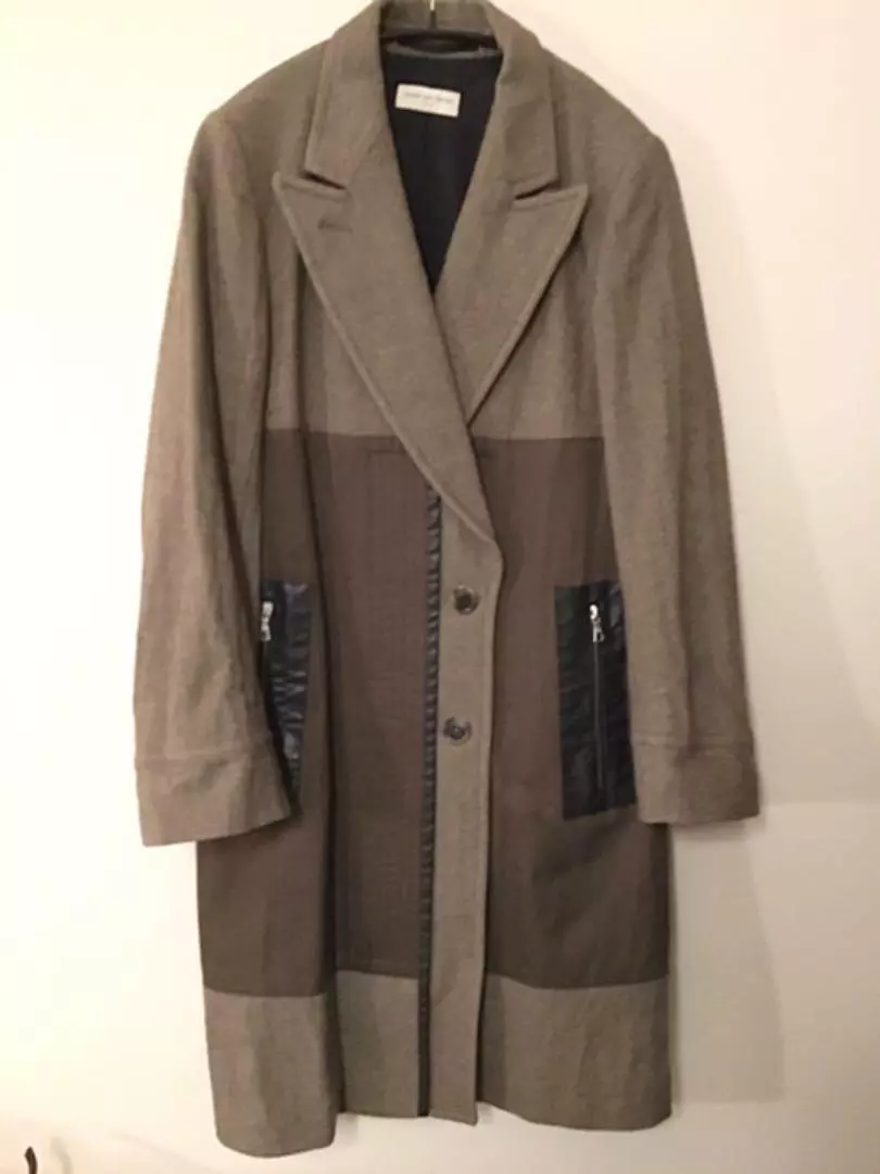 DRIES VAN NOTEN Cotton x Wool Switching Women's Long Coat Size 36 Brown USED