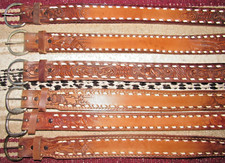 Vintage Western C M Co Buckstitch Tooled Leather Belts 6 pc Size 22 NEW