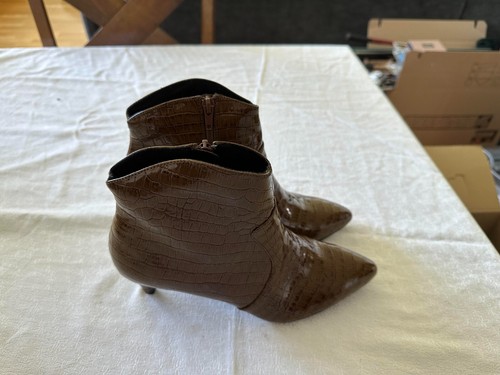 Botines Vero Moda EU 40 estampado cocodrilo marrón tacón 6 cm encaje - Imagen 3 de 19