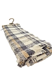Blanket Scarf by St. John's Bay Lauren Plaid, Grey White Beige - NWT