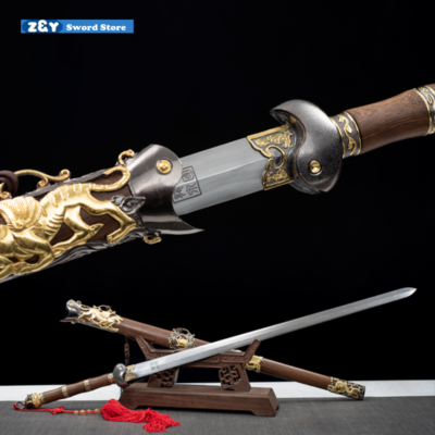 Chinese Tai Chi Jian Dragon Phoenix Double Edged Sword Folded