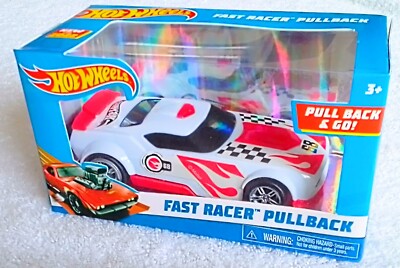 2022 Just Play Hot Wheels White & Red FAST FISH Fast Racer Pullback Powered Car