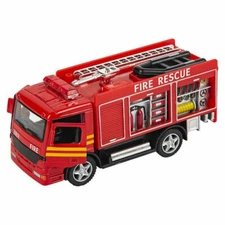 RI Novelty - Pull Back Die-Cast Metal Vehicle - FIRE ENGINE RESCUE (5 inch) -New