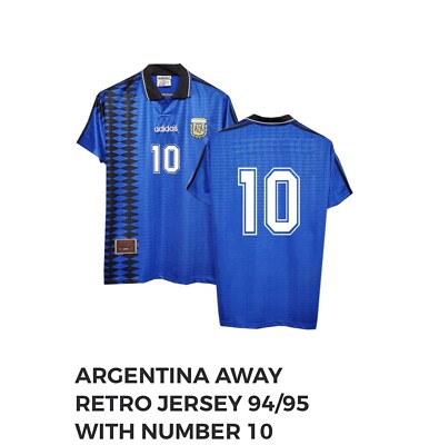 adidas World Cup 1994 USA Argentina Away Men's Soccer Jersey #10