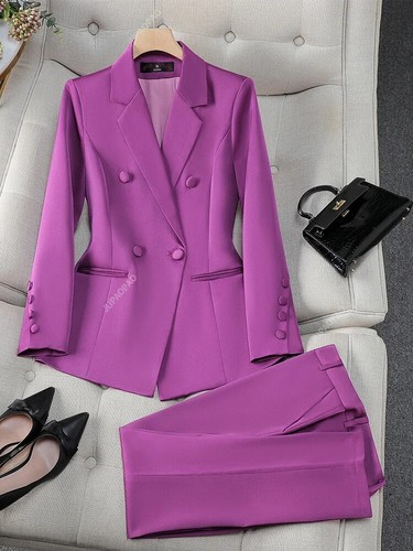 Büro Damen Hosenanzug Set Frauen Arbeitskleidung 2-teilig Blazer Jacke Hose - Bild 3 von 25