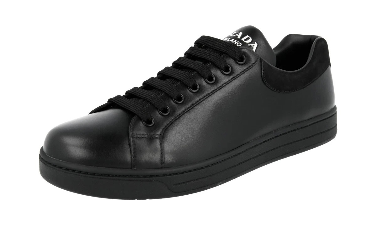 PRADA DISTRICT AVENUE SNEAKERS SHOES 4E3484 BLACK LEATHER US 12 EU 45 45 5