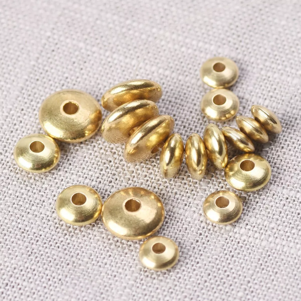 Flat Round Metal Beads Gold Color Spacer Bead Bracelet Charms DIY Jewelry Making
