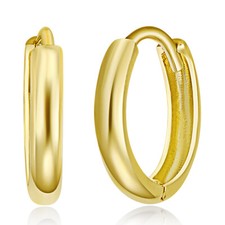 Wellingsale 14k Yellow Gold 2mm Huggies Earrings 10 x 10 mm 