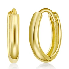 Wellingsale 14k Yellow Gold 2mm Huggies Earrings (10 x 10 mm)