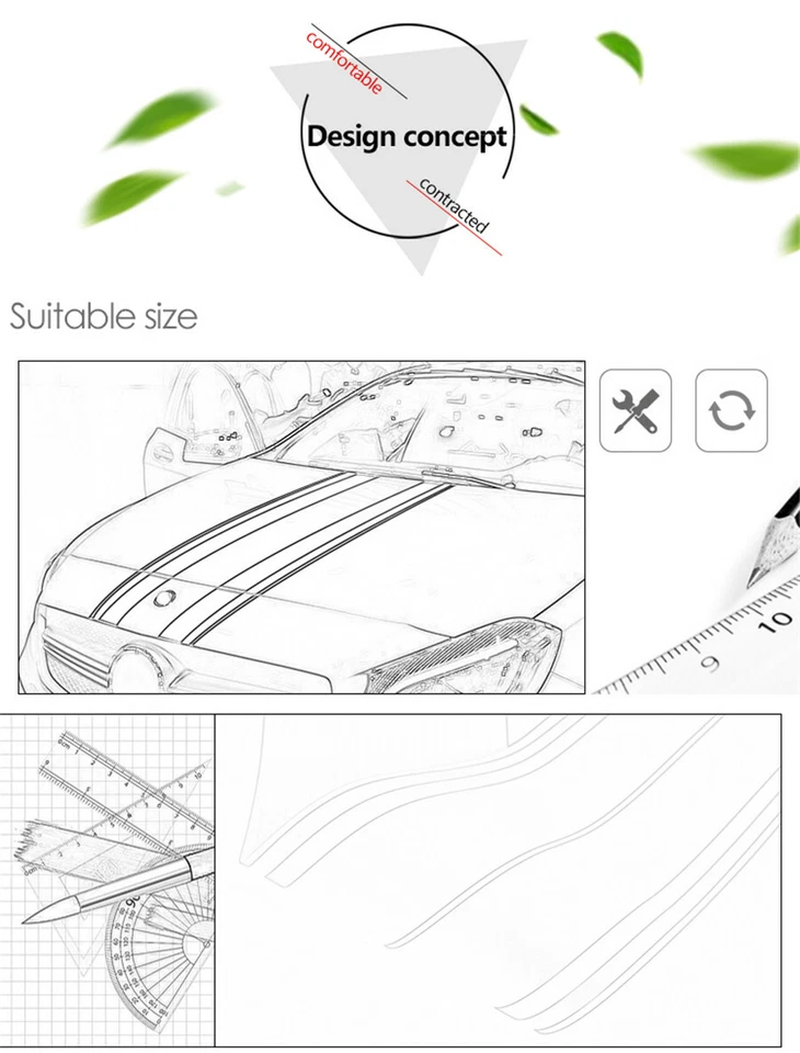 2PCS Black Accessory Racing Hood Stripes Decal Vinyl Stickers for Car SUV Truck - Изображение 4 из 4