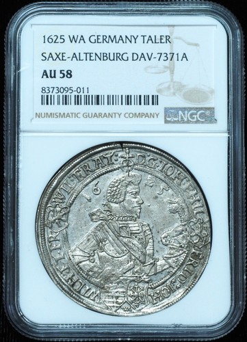 1625-WA Germany Saxony Altenburg 3 Brothers Thaler AU58 NGC - Incredible Strike! - Picture 4 of 5