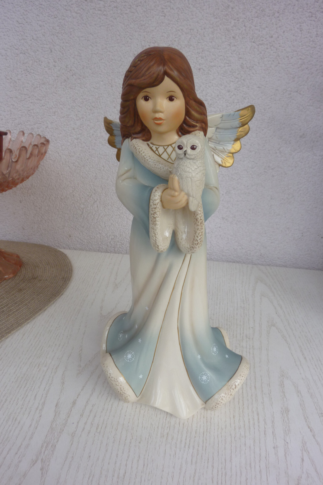 GOEBEL Schutzengel mit Eule Wächter der Nacht 41584 XXL blaues Kleid