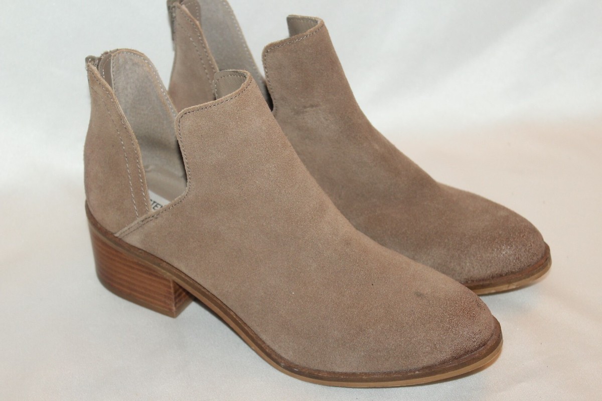 STEVE MADDEN Taupe Suede LANCASTER Split Shaft Block Heel Ankle