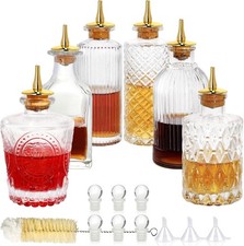 Bitters Bottles Set of 6 - Glass Dasher Bottles with Dash and Stopper Great