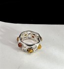 HALLOWEEN MULTI CABOCHON COLORFUL AMBER STERLING SILVER CUTOUT DESIGNER BAND — photo 5