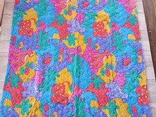 Vintage Fabric for Baby or Children's Quilt Zoo Animals Blue Back 44x41