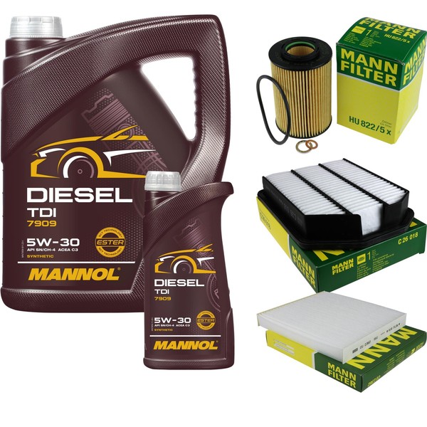 Mann Inspektionspaket 6L Mannol Diesel TDI 5W-30 FüR KIA Magentis 2.0 Crdi-image