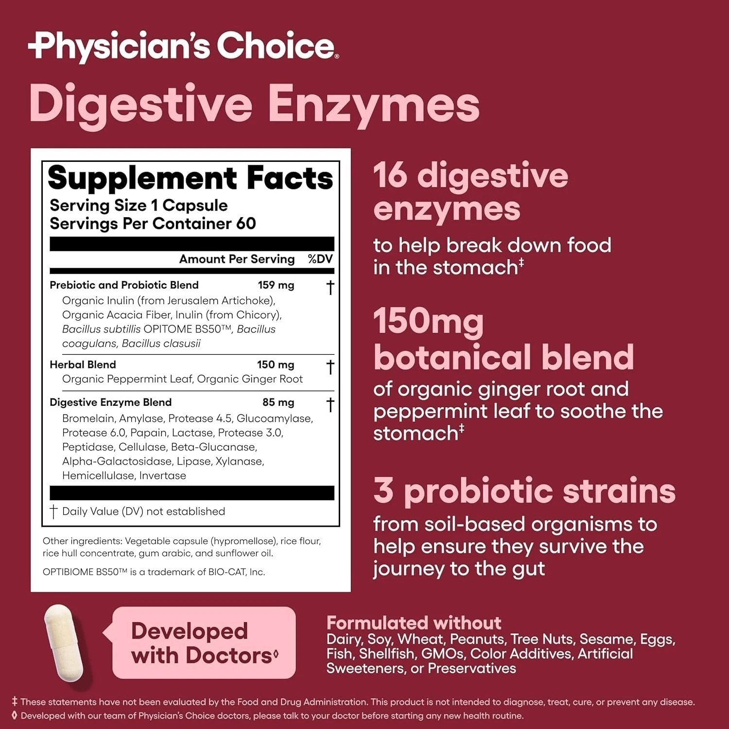 Physician's Choice 60 Billion Probiotic & Digestive Enzymes - Digestive Health