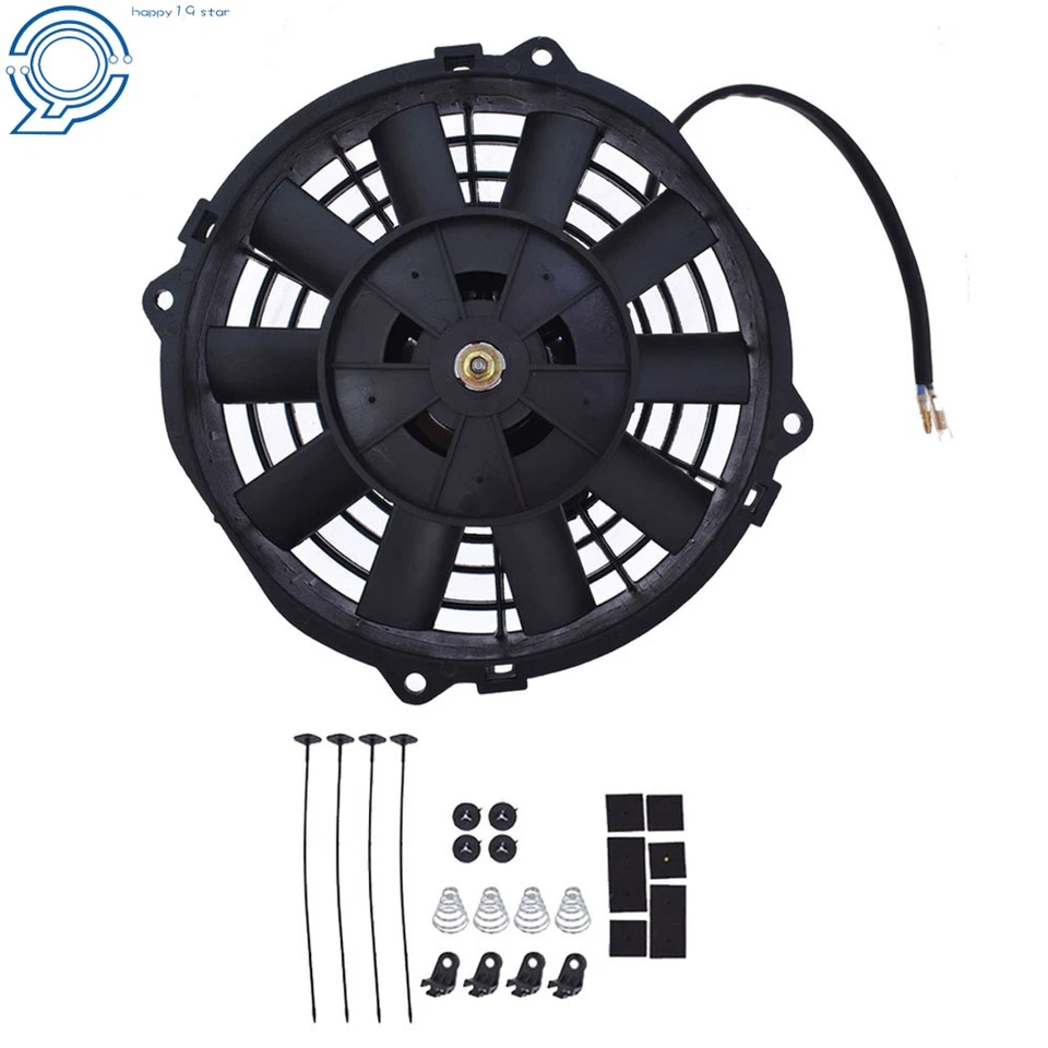 New 7" inch Universal Slim Fan Push Pull Electric Radiator Cooling 12V Mount Kit Foto 2 de 4