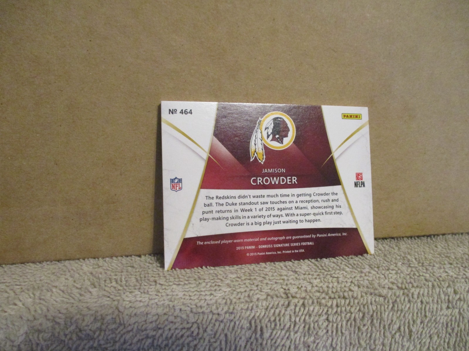 2015 DONRUSS SIGNATURE SERIES JAMISON CROWDER #464 RC 3 COLOR PATCH AUTO 41/49 view 11