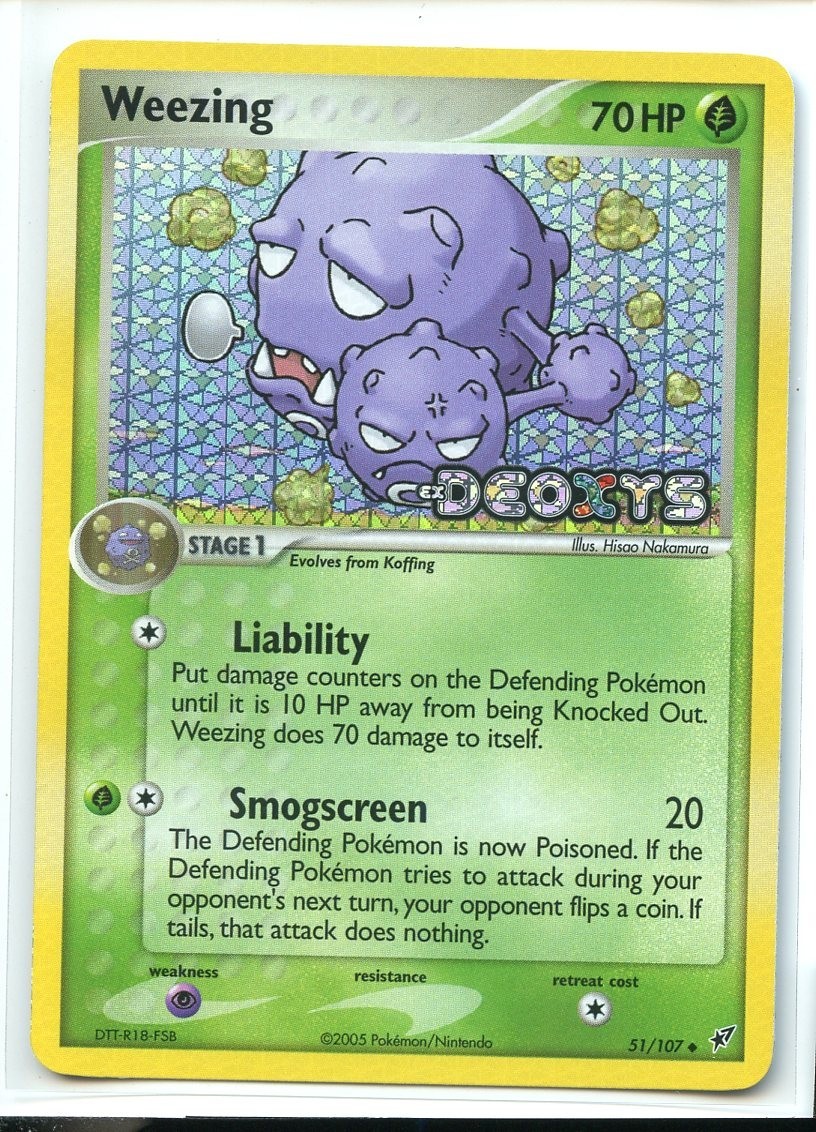Weezing Reverse Holo Uncommon NM/NM- 51/107 EX Deoxys Pokemon