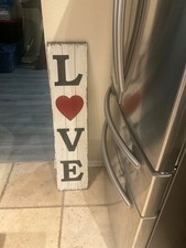 Rare Large Vertical Love Sign for Front Door Porch, 47x9x1/2  Whitewashed