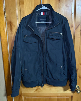 Tommy Hilfiger Men's Black Water & Wind Resistant Zip Jacket Stand Collar M