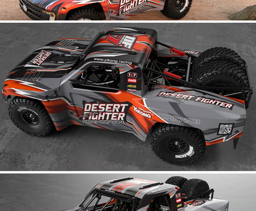YIKONG YK4072 V3 1:7 Brushless RC Short-Course Truck 4WD Met