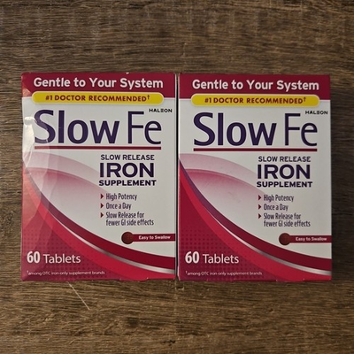 #ad #ad Slow Fe Iron Supplement High Potency Slow Release Tablets 60 Count X2 Exp 2028 $21.99