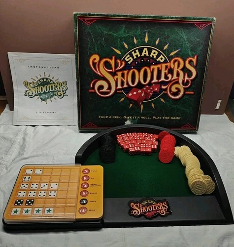 Vintage Sharp Shooters Dice Board Game 1994 Complete Milton Bradley Chips
