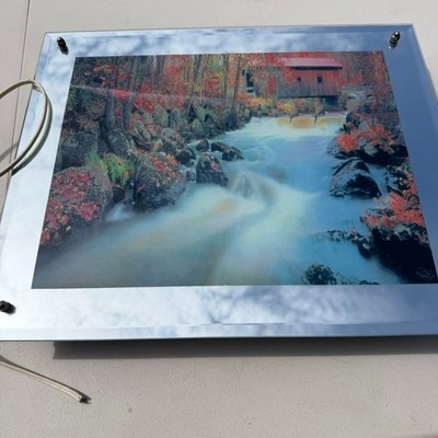 Motion Water Light Picture Covered Bridge Waterfall Mirrored Frame Parts/Repair