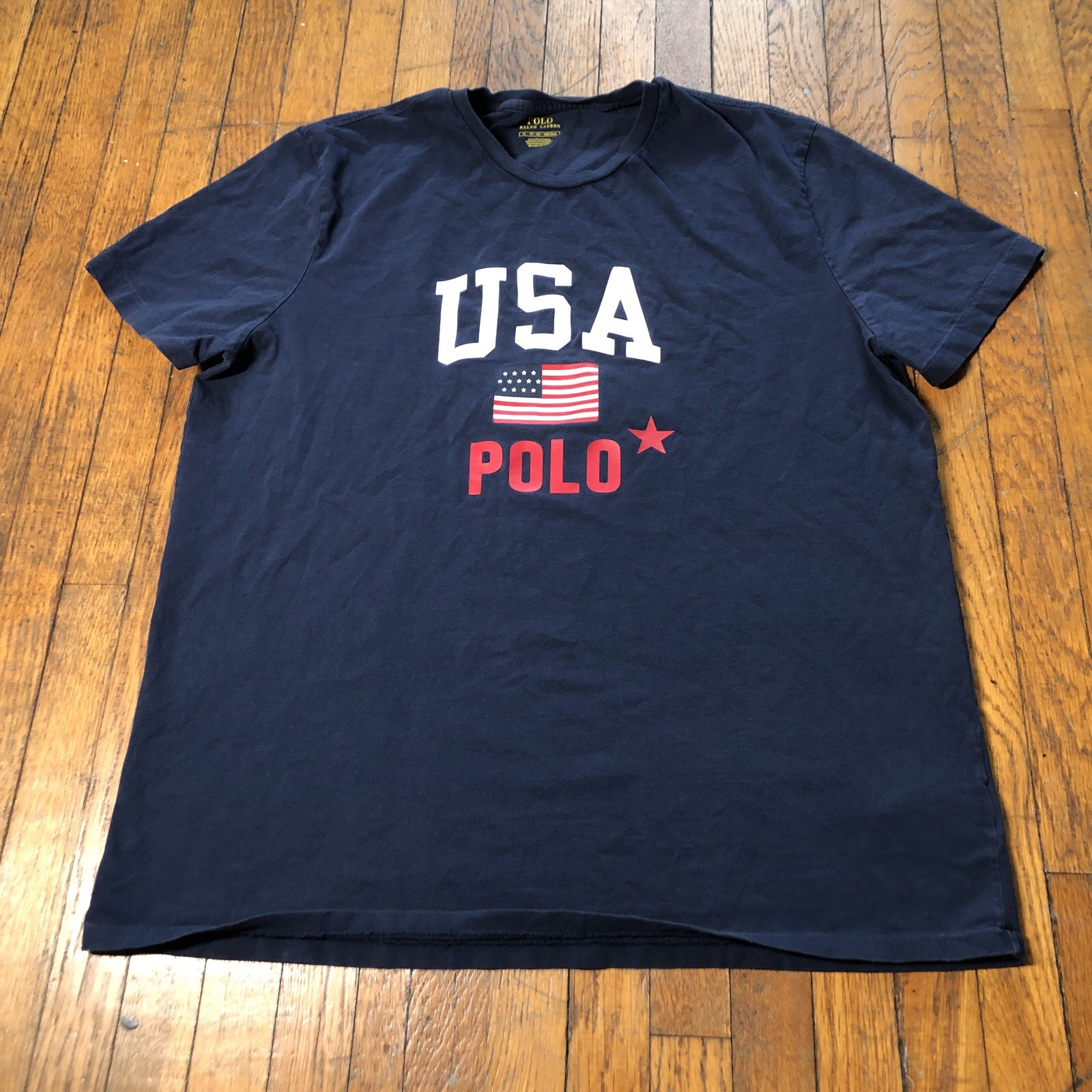Polo Ralph Lauren USA Flag T-Shirt Men’s Size XL Navy Blue Short Sleeve Preppy