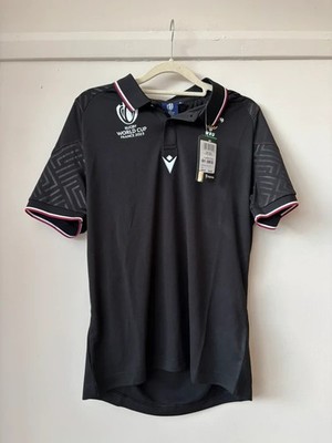 Macron Wales WRU Rugby World Cup 2023 Poloshirt Schwarz Small Neu mit Etikett RWC