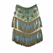 JOVANI Beaded Fringe Mini Dress Gatsby Pageant Cocktail Turquoise Silver Size 00