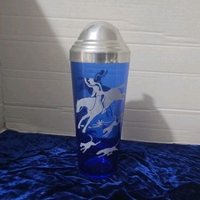 Blau Glas 1 Quart Cocktail Shaker mit silbernem Metalldeckel, integriertes Sieb