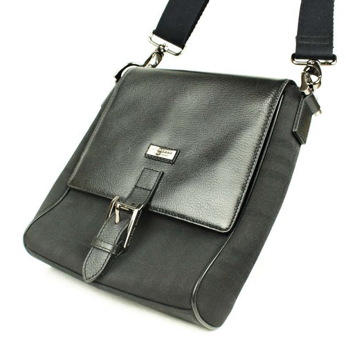 Burberry Black Label BKL88 735 09 Leather Canvas Shoulder Bag Black from Japan