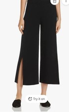 NWT Eileen Fisher Wide-Leg Pants L fit XL Deep Slits,Organic Cotton LoungeSleep