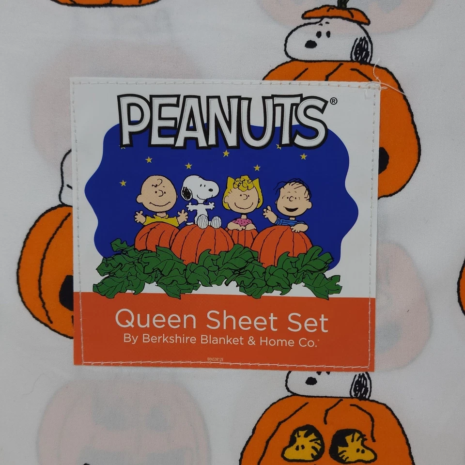 Peanuts Snoopy Queen Sheet Set By Berkshire Pumpkin Halloween Fall - Image 4 of 4