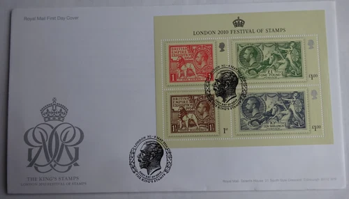 The King`s Stamps London Festival of Stamps GB 1st Day Cover + mini sheet (2010)