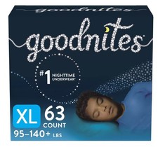 GoodNites 81039256 Boys' Nighttime Bedwetting Underwear, XL, 63 Count